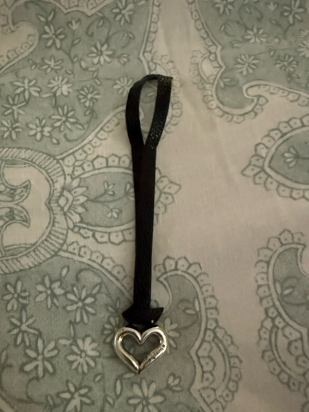 Brighton Black Leather Strap with Silver Heart Charm